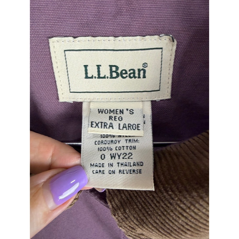 LL Bean Adirondack Coat Women XL Purple Barn Corduroy Collar Canvas Outdoor - Picture 8 of 12